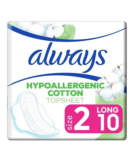 Always Pure Cotton Protection Ultra Thin Long Sanitary Pads With Wings - 10S
