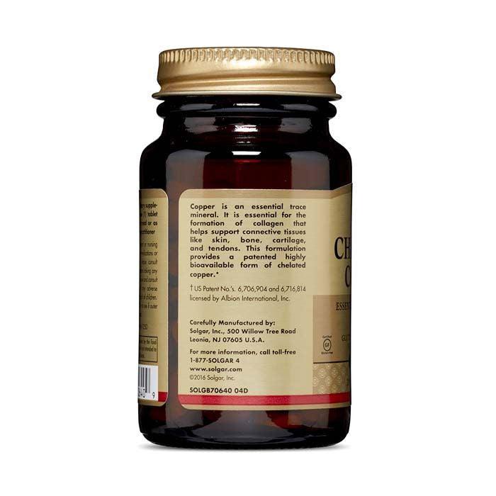 Solgar Chelated Copper 100 Tablets - Wellness Shoppee