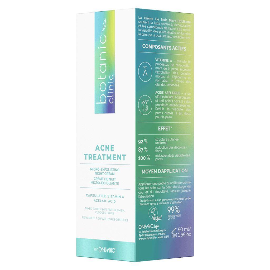 OnlyBio Botanic Clinic Acne Treatment Micro-Exfoliating Night Cream For Blemish Prone Skin 50ml - Wellness Shoppee