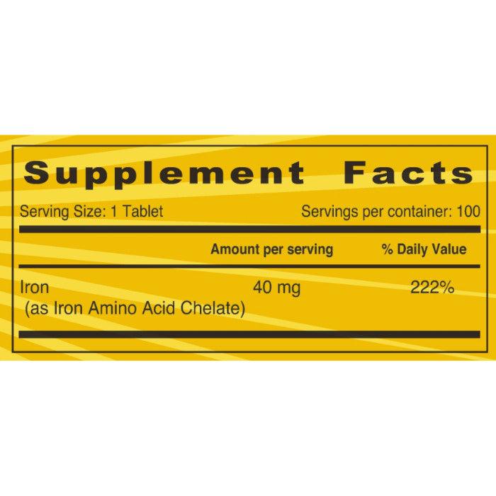 Sunshine Nutrition High Potency Iron 40 Mg Tabs 100s - Wellness Shoppee