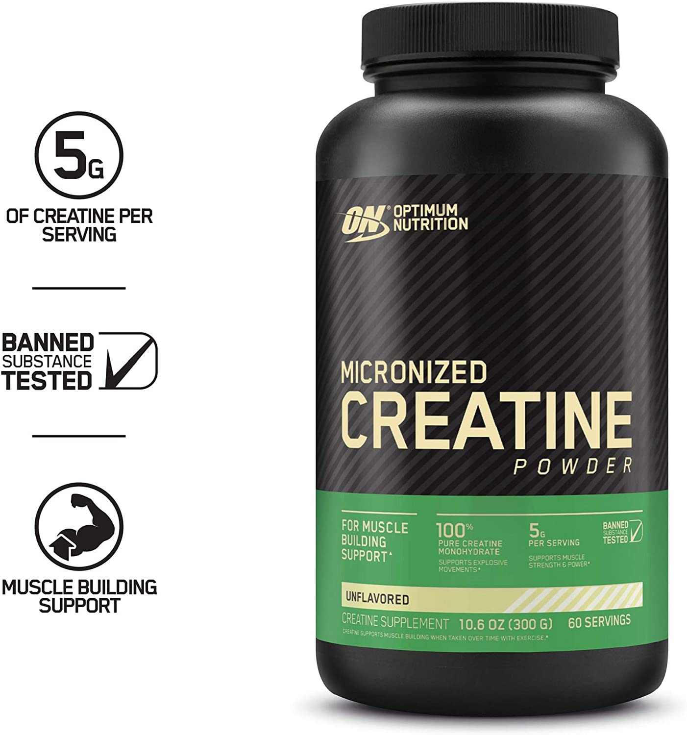 Optimum Nutrition Micronized Creatine Monohydrate Powder 60 Servings, 300g