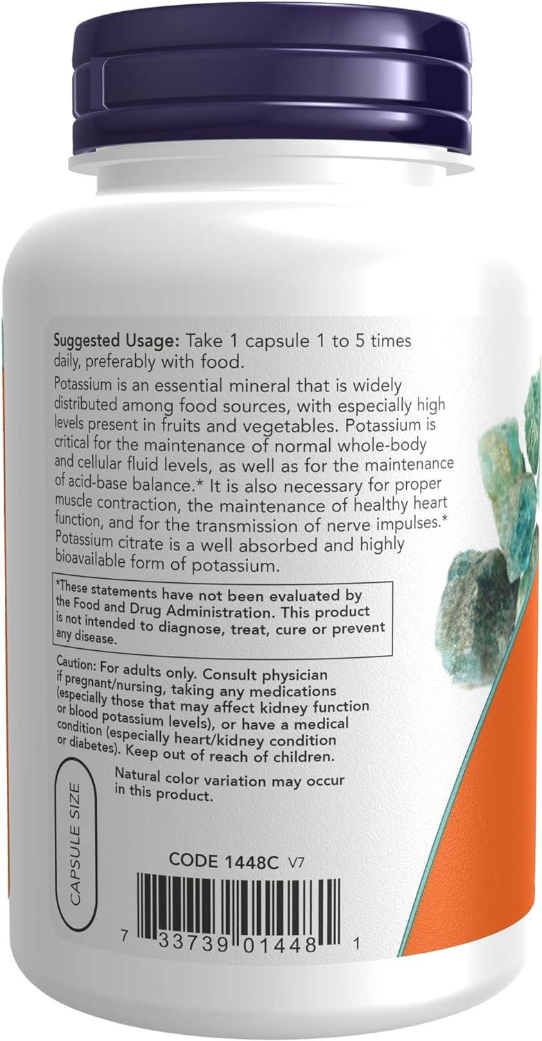 Now Potassium Citrate 99mg 180 Veg Capsules - Wellness Shoppee