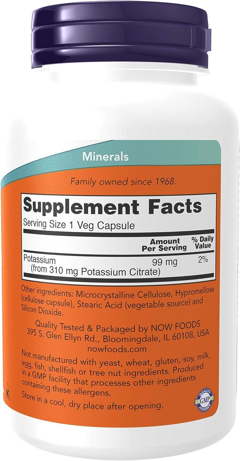 Now Potassium Citrate 99mg 180 Veg Capsules - Wellness Shoppee