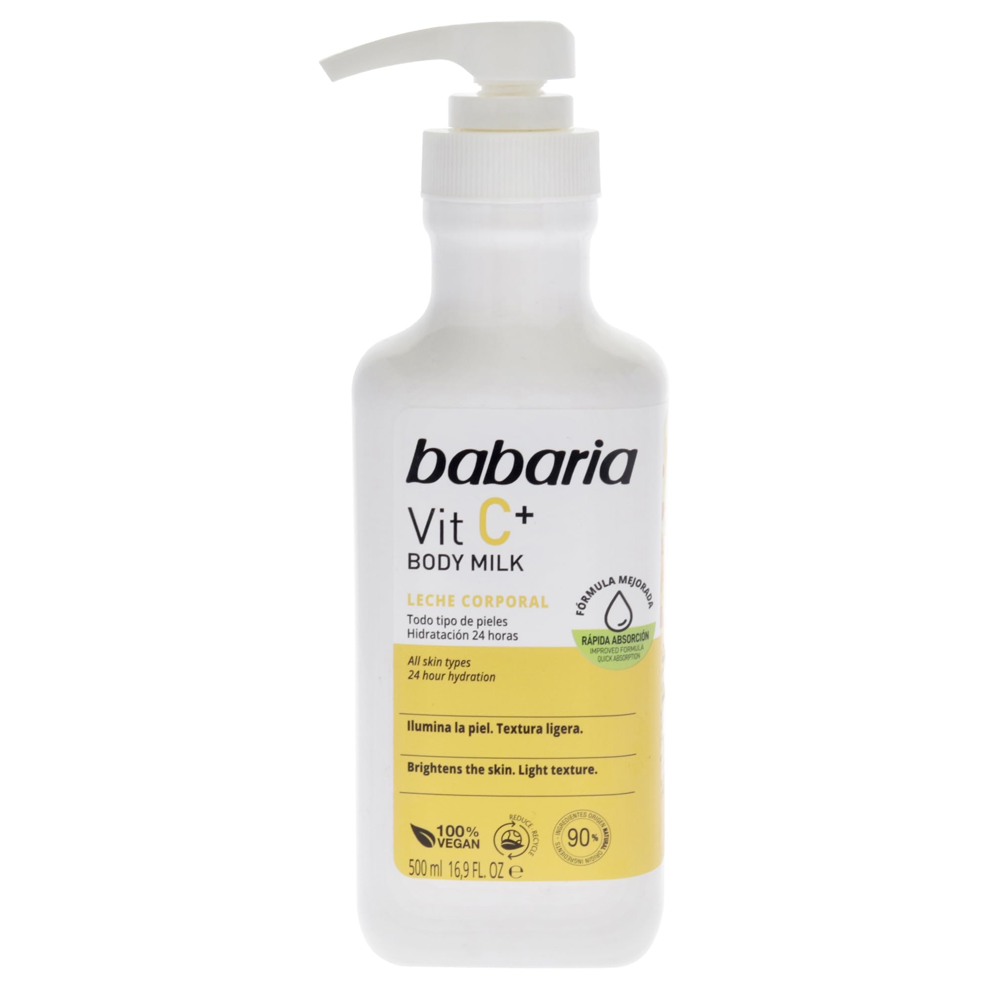 Babaria Vitamin C Body Milk Body Lotion for Women Boosts Collagen Production Brightens and Moisturizes Body Cream for All Skin Types 16.9 oz
