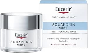 Eucerin Aquaporin Active Rich Face Day Cream with Gluco-Glycerol and Hyaluronic Acid, Refreshing Face Moisturizer for 24-hour Hydration, Non-Comedogenic, for Dry Skin, 50ml