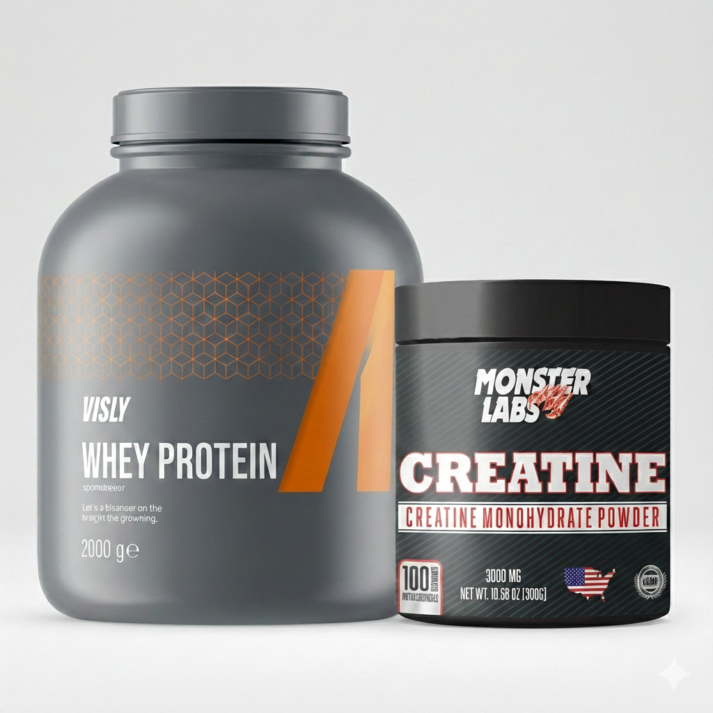 Visly Whey Protein 2000 g + Monster Labs Creatine Monohydrate Powder, 3000gms