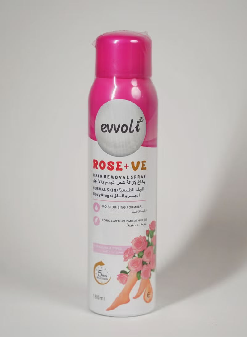 EVVOLI Hair Removal Spray Women and Men, No Irritation Mild Hair Remover for Underarm, Arm, Back, Chest, and Legs, Suitable For All Skin Types ALOE & VE