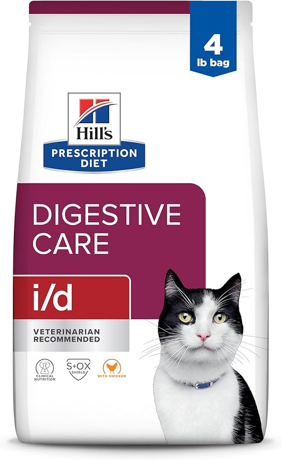 Hill's Prescription Diet i/d Digestive Care Chicken Flavor Dry Cat Food, Veterinary Diet, 4 lb. Bag