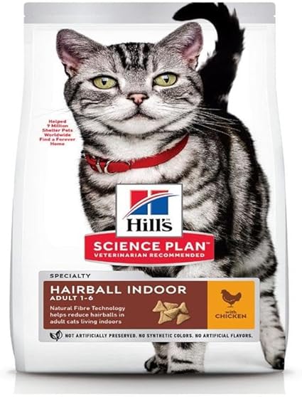 Hill's Science Plan Hairball Indoor Cat Food With Chicken 3Kg