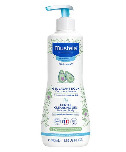 Mustela Gentle Cleansing Gel for Hair and Body, 500mL - Soap-Free, pH-Balanced with Vitamin B5 for 0+ Months