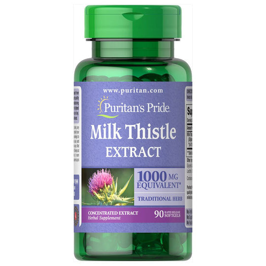 Puritan's Pride Milk Thistle 1000 mg 4:1 Extract (Silymarin) 90 Softgels
