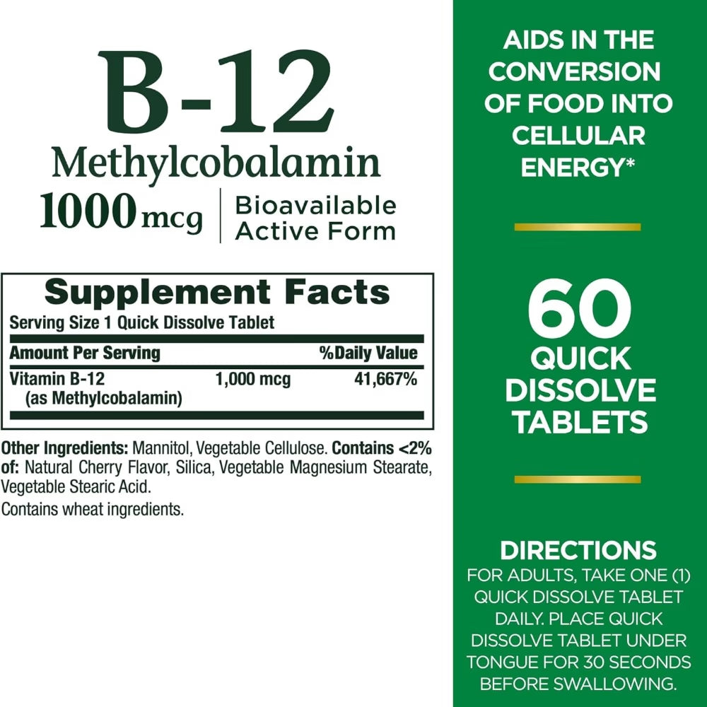 Nature's Bounty B-12 Methylcobalamin 1000 mcg | Active Vitamin B12 Supplement