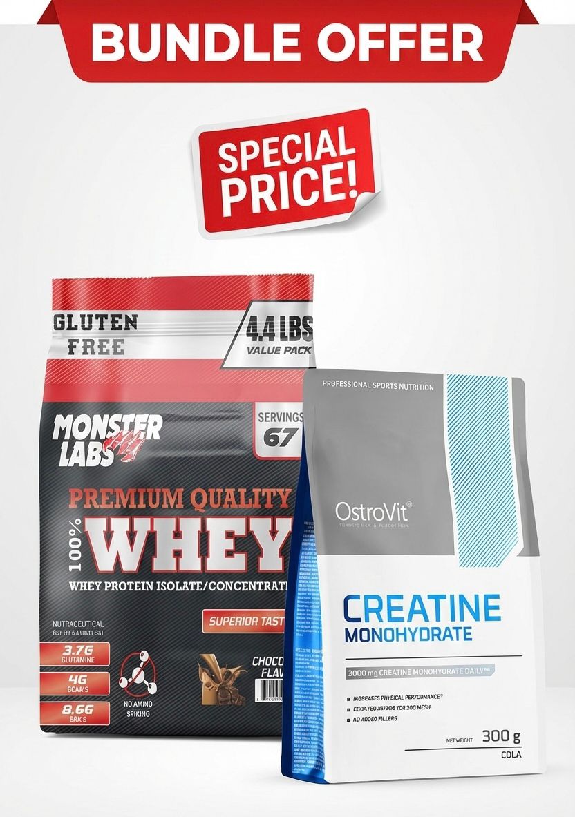 Monster Labs 100% Whey Protein , 4.4lbs + Ostrovit Creatine Monohydrate 300g (100 servings)