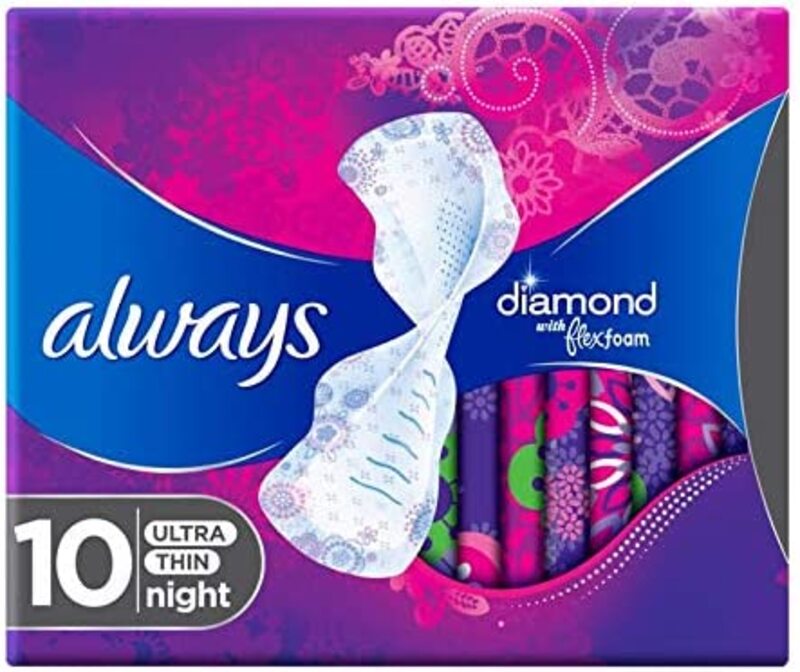 Always Diamond FlexFoam Large Sanitary Pads With Wings