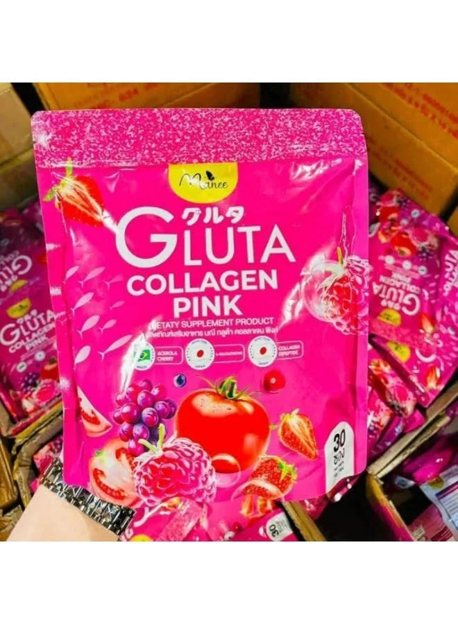 Manee Gluta Collagen Pink Dietary Supplement with L-Glutathione, Collagen Peptide & Acerola Cherry