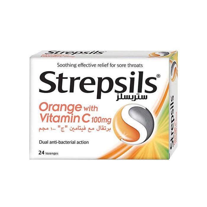 Strepsils Orange & Vitamin C Lozenges 24's - Wellness Shoppee