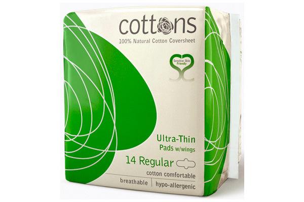 Natural Cotton Ultra Thin Pads Wings Regular 14S - Wellness Shoppee