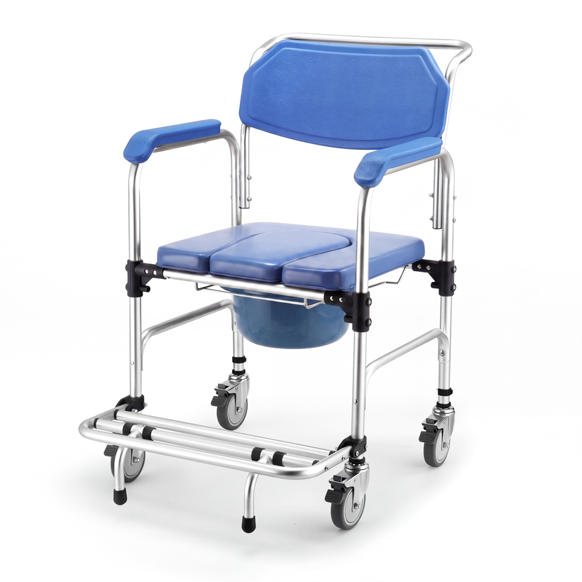 Wolaid Commode Chair with Wheels - Blue WLC00301