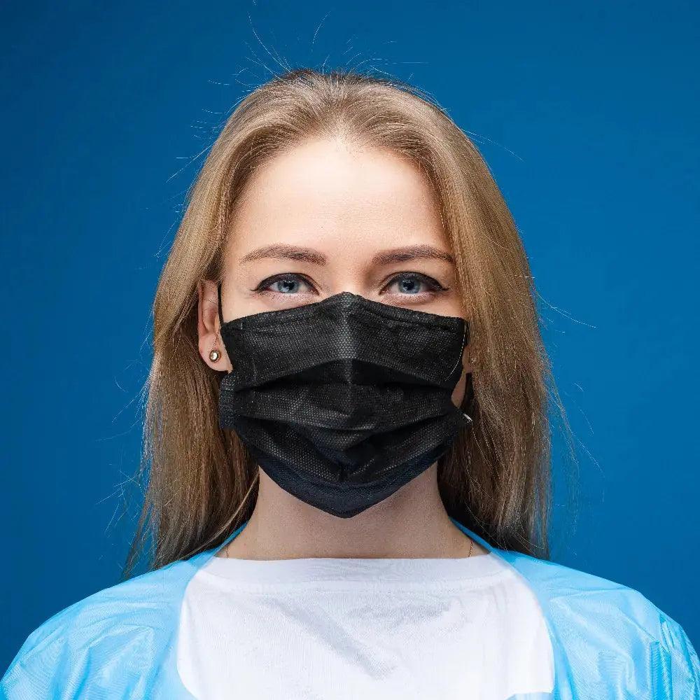 3 Ply Disposable Face Mask Black Color 50s - Wellness Shoppee