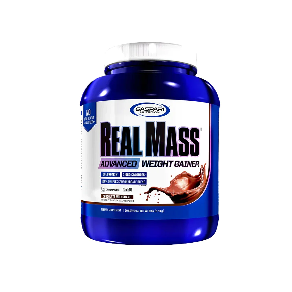 Gaspari Nutrition Real Mass Weight Gainer Chocolate Shake 6lbs - Wellness Shoppee
