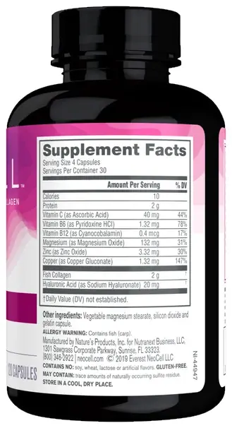 Neocell Marine Collagen + Hyaluronic Acid 120 Capsules - Wellness Shoppee