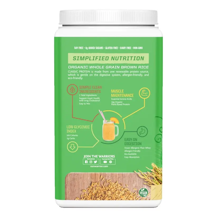 Sunwarrior Vegan Protein Classic Vanilla Flavour 750g - Wellness Shoppee