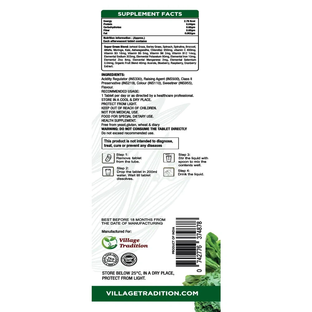 Village Tradition Super Greens Organic Juice 20s - Wellness Shoppee