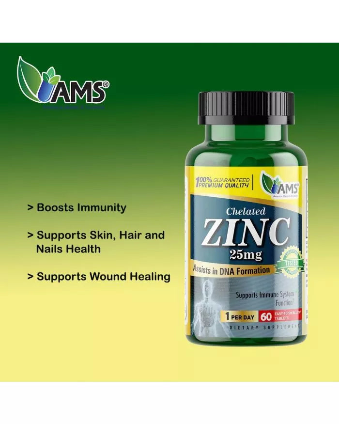 AMS Chelated Zinc 25 mg Tablets 60s - Wellness Shoppee