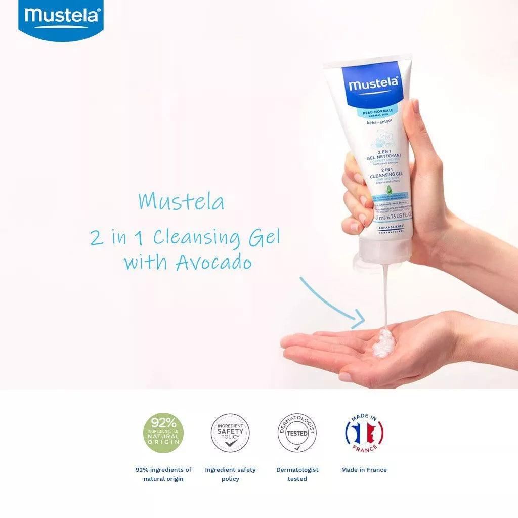 Mustela Baby 2 in 1 Cleansing Gel For Hair & Body 200 mL - Wellness Shoppee