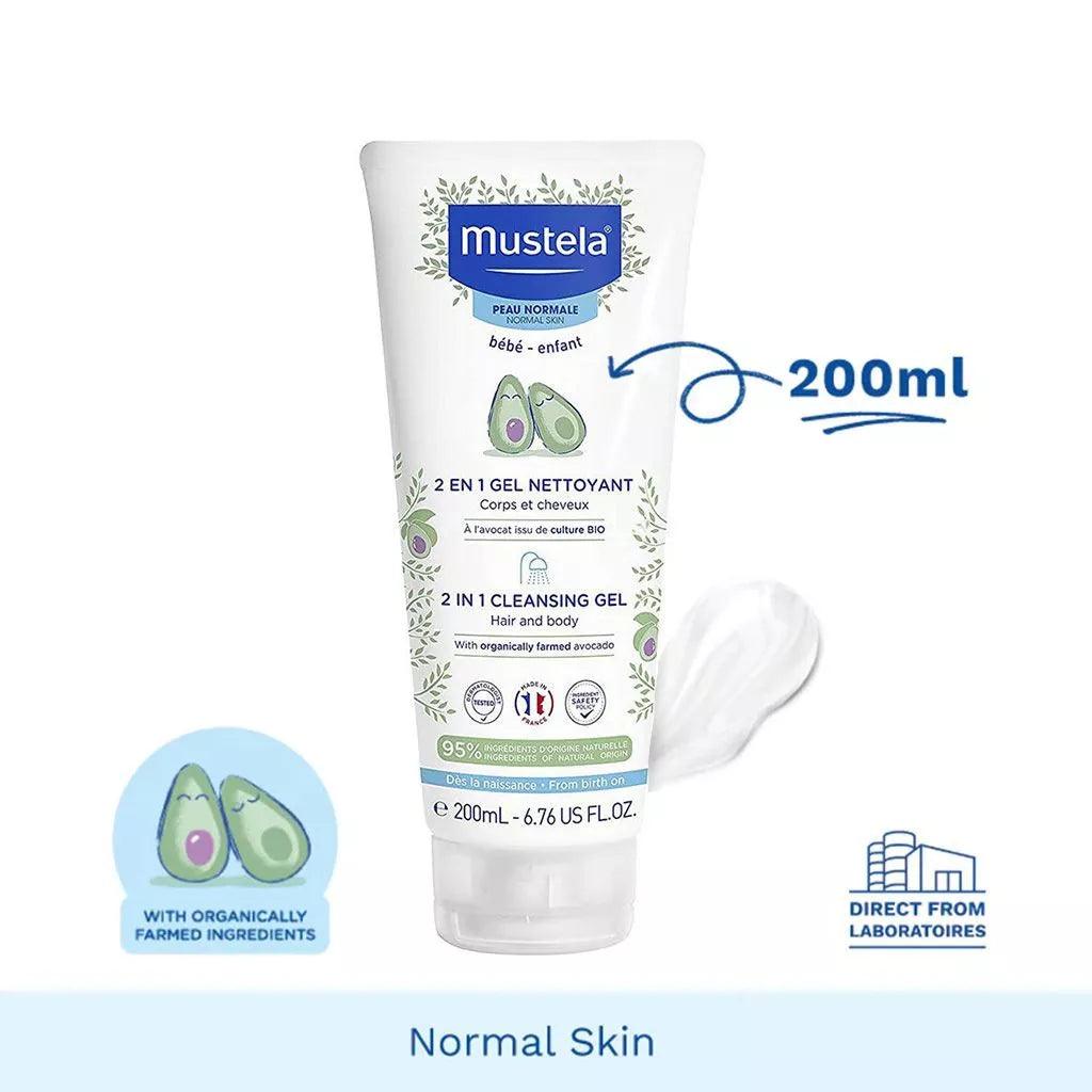 Mustela Baby 2 in 1 Cleansing Gel For Hair & Body 200 mL - Wellness Shoppee