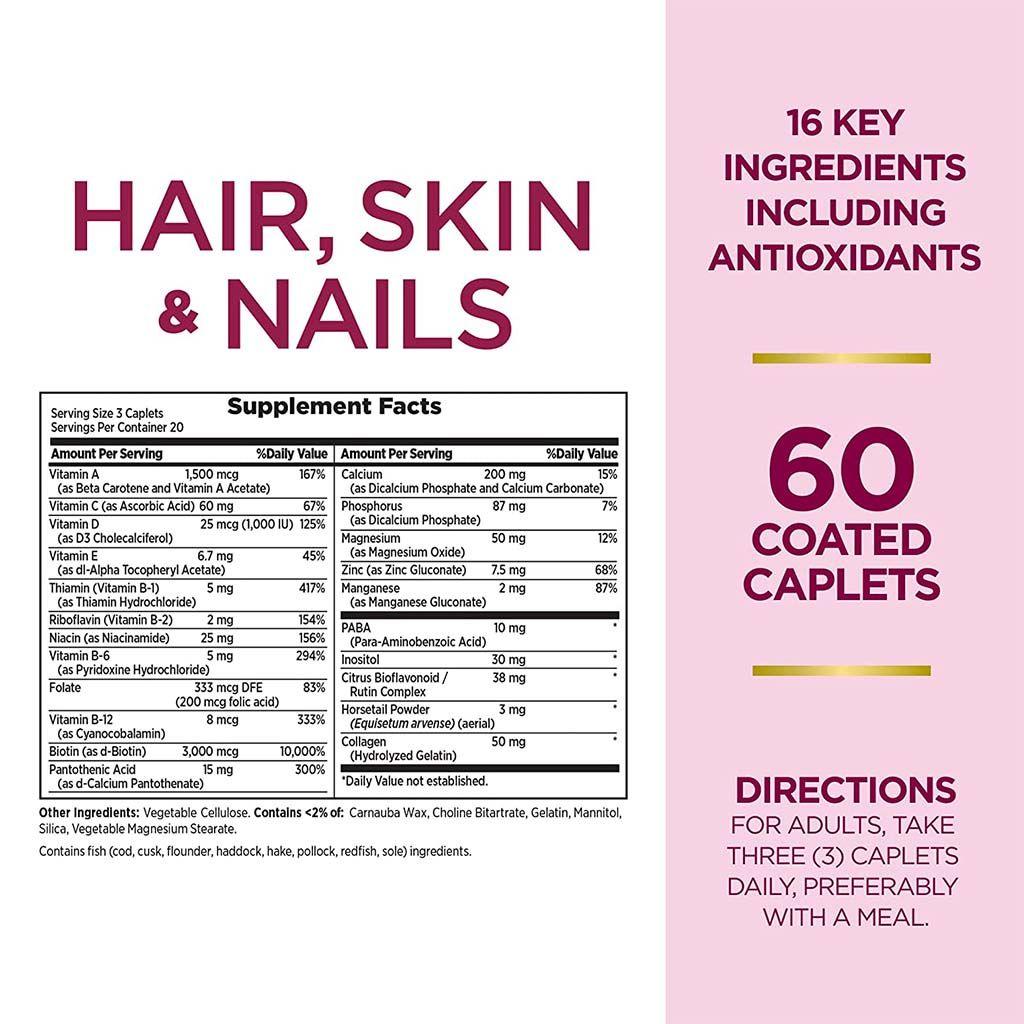 Nature's Bounty Hair, Skin & Nails Caplets 60's - Wellness Shoppee