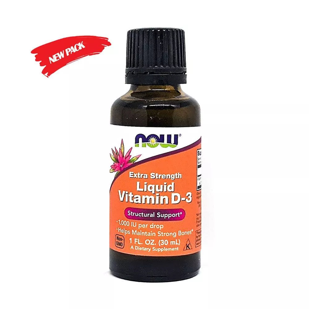 Now Extra Strength Liquid Vitamin D3-1000 IU Drops For Strong Bones 30ml - Wellness Shoppee