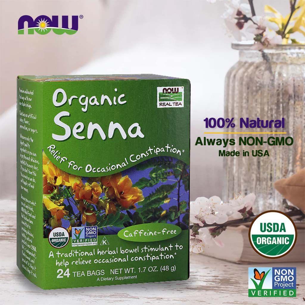 Now Organic Senna Tea Bags For Constipation Relief, Pack of 24's - Wellness Shoppee