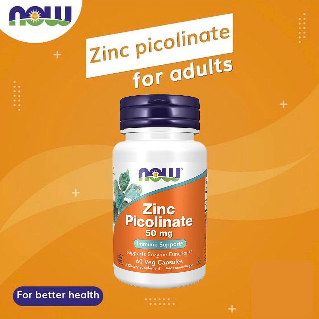 Now Zinc Picolinate 50mg Capsules For Immune Support, Pack of 60's - Wellness Shoppee