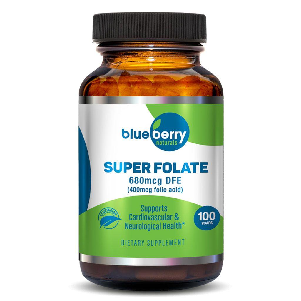 Blueberry Naturals Super Folate 400 mcg Vegetarian Capsules 100's - Wellness Shoppee