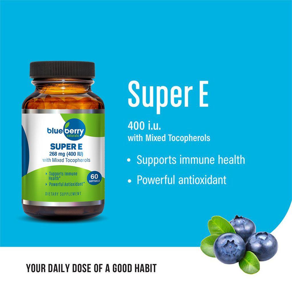 Blueberry Naturals Super E 400IU Softgels 60's - Wellness Shoppee