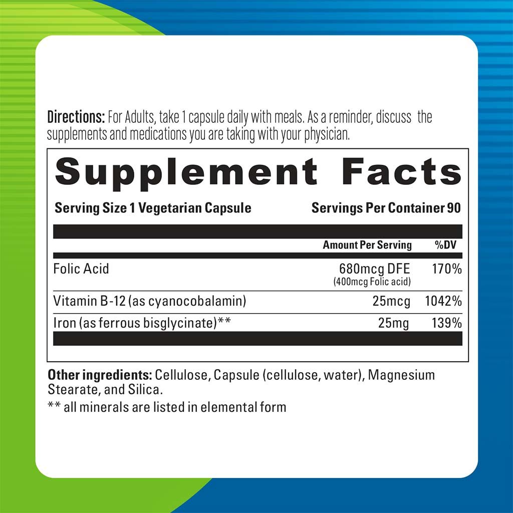 Blueberry Naturals Easy Iron 25 mg Vegetarian Capsules 90's