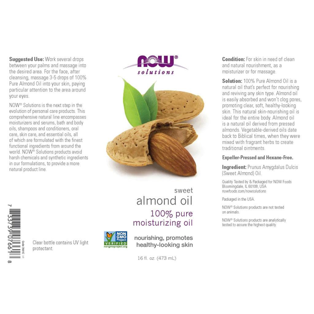 Now Solutions 100% Pure Sweet Almond Moisturizing Oil 473ml - Wellness Shoppee