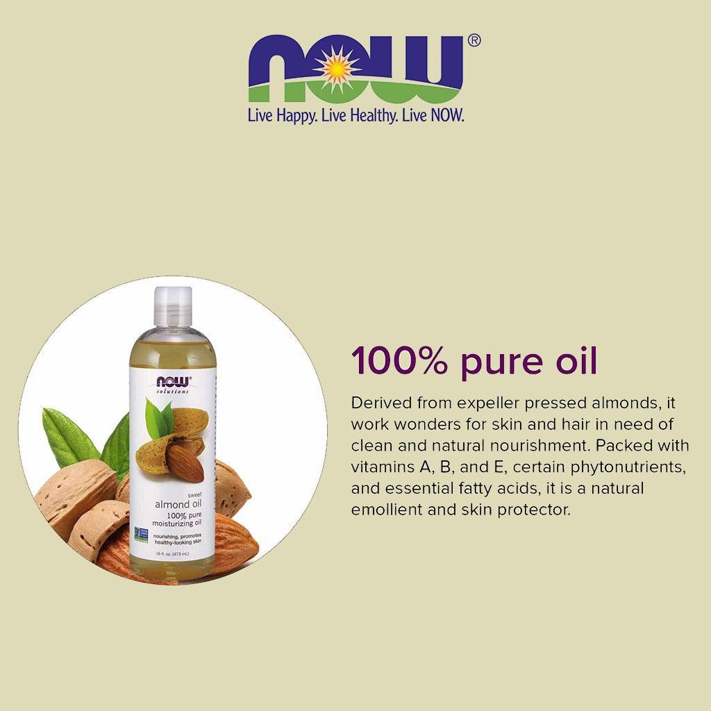 Now Solutions 100% Pure Sweet Almond Moisturizing Oil 473ml - Wellness Shoppee