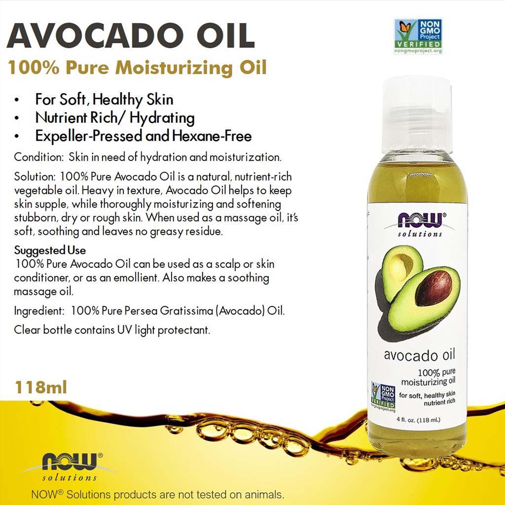 Now Solutions Avocado Moisturizing Oil For Skin & Hair 118ml - Wellness Shoppee