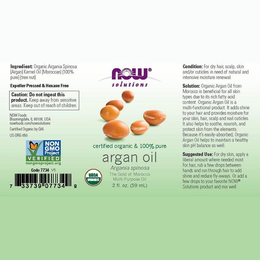 Now Solutions 100% Pure Organic Argan Oil For Dry Skin, Scalp & Hair 59ml - Wellness Shoppee