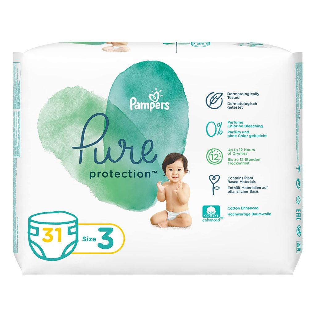 Pampers Pure Protection Dermatologically Tested Perfume Free Diapers, Size 3, For 6-10 Kg Baby, Pack of 31's - Wellness Shoppee