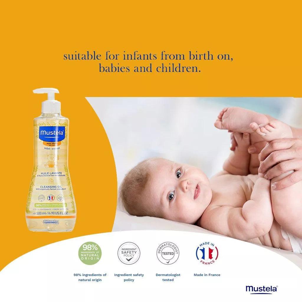 Mustela Baby Cleansing Oil For Dry Skin 500ml - Wellness Shoppee