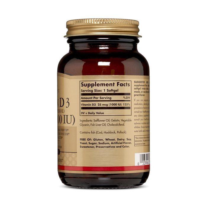 Solgar Vitamin D3 1000iu Softgels 100's - Wellness Shoppee