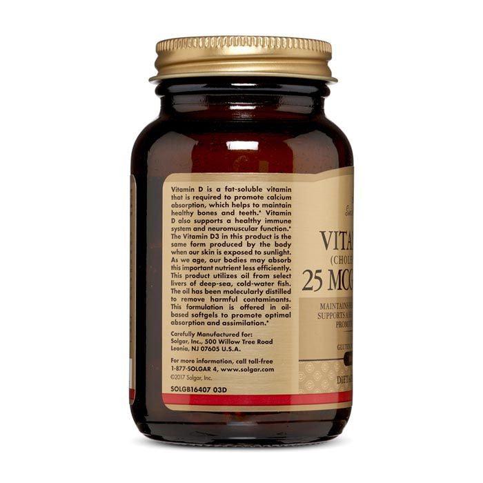 Solgar Vitamin D3 1000iu Softgels 100's - Wellness Shoppee