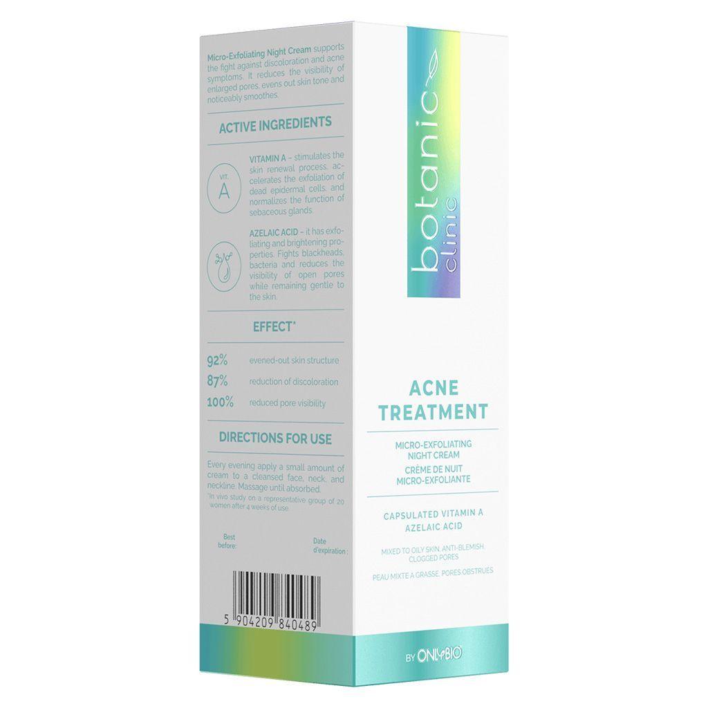 OnlyBio Botanic Clinic Acne Treatment Micro-Exfoliating Night Cream For Blemish Prone Skin 50ml - Wellness Shoppee