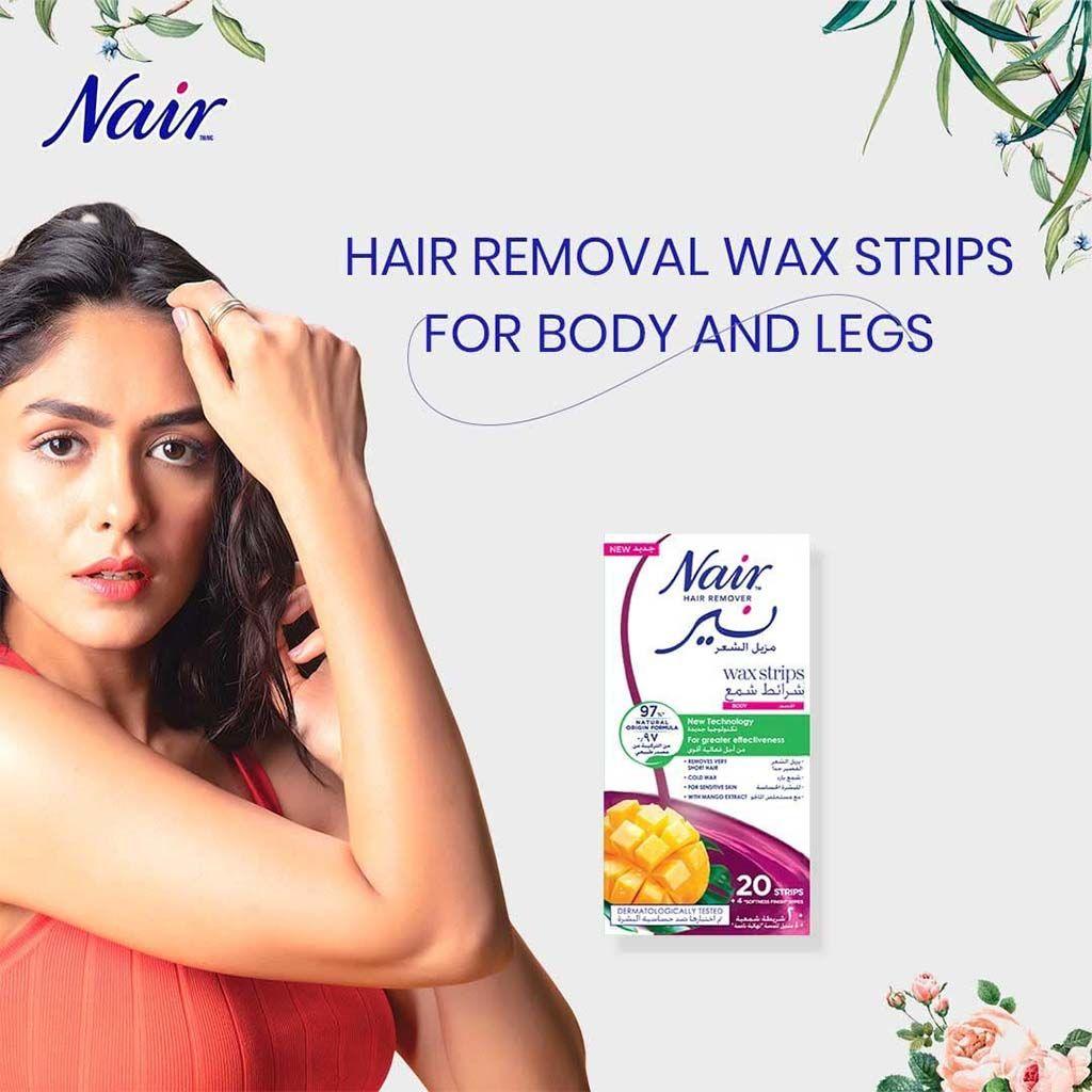 Nair Hair Remover Body Wax Strips With Mango Extracts, Pack of 20's - Wellness Shoppee