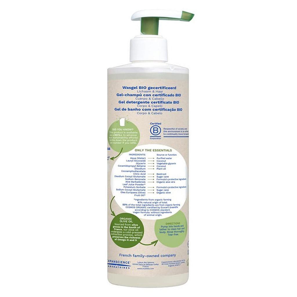 Mustela Bio Organic Fragrance-Free Baby Cleansing Gel For Hair & Body 400ml - Wellness Shoppee