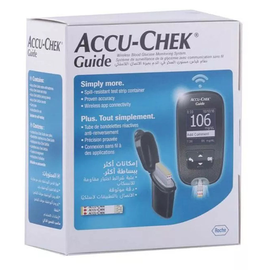 Accu-Chek Guide Wireless Blood Glucose Monitoring System + Accu-Chek Guide Strips, Pack of 50's + Accu-Chek Softclix Lancet, Pack of 100's