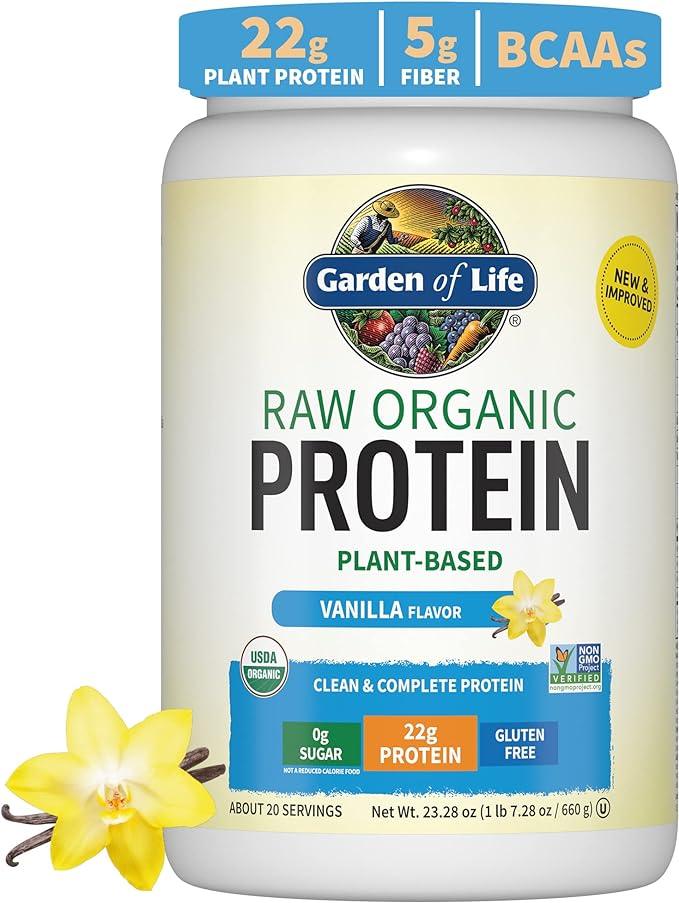 Garden Of Life Organic Raw Plant Based Vanilla Protein 631g, Gluten Free, Vegan powder - Wellness Shoppee